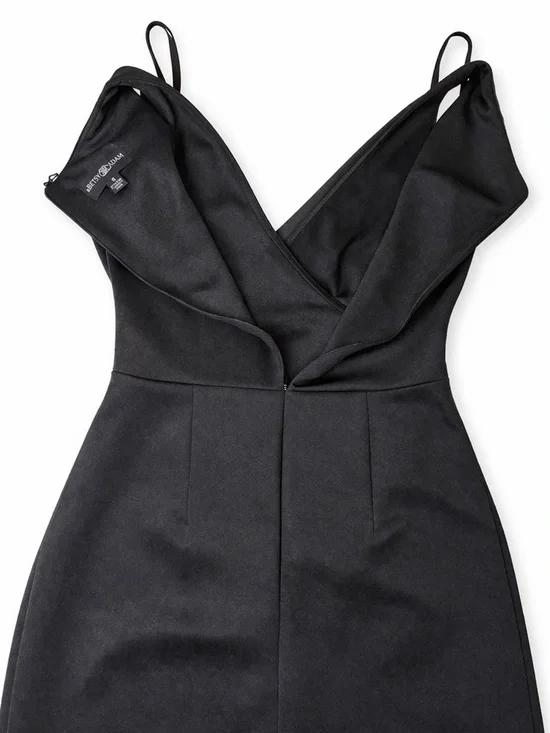 Betsy & Adam Black Ruffle Cocktail Dress 💋 Classy Date Night Midi Dress - Picture 4 of 4